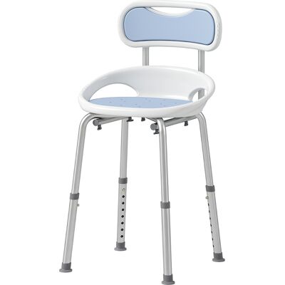 HOMCOM Chaise de douche avec dossier et siège ajouré, 8 hauteurs réglables, antidérapant, capacité 136kg, Bleu - Publicité HOMCOM Chaise de douche avec dossier et siège ajouré, 8 hauteurs réglables, antidérapant, capacité 136kg, Bleu - Publicité