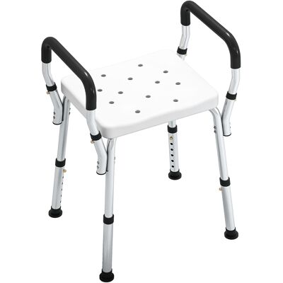 HOMCOM Tabouret de douche pour personnes âgées et handicapées avec accoudoirs, hauteur réglable, patins antidérapants, blanc - Publicité HOMCOM Tabouret de douche pour personnes âgées et handicapées avec accoudoirs, hauteur réglable, patins antidérapants, blanc - Publicité