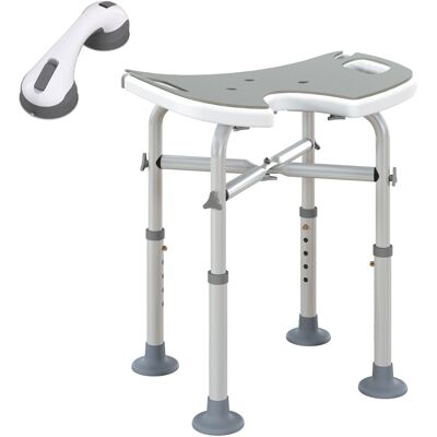 HOMCOM Tabouret de douche siège de douche hauteur ajustable 39-51,5 cm barre d'appui à ventouse patins à ventouse gris - Publicité HOMCOM Tabouret de douche siège de douche hauteur ajustable 39-51,5 cm barre d'appui à ventouse patins à ventouse gris - Publicité
