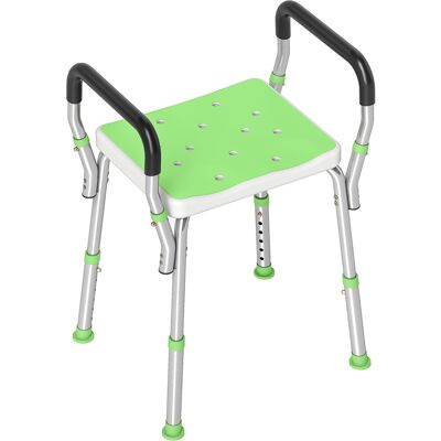 HOMCOM Tabouret de douche pour personnes âgées et handicapées avec accoudoirs, hauteur réglable, patins antidérapants, vert - Publicité HOMCOM Tabouret de douche pour personnes âgées et handicapées avec accoudoirs, hauteur réglable, patins antidérapants, vert - Publicité
