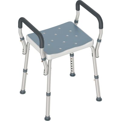 HOMCOM Tabouret de douche pour personnes âgées et handicapées avec accoudoirs, hauteur réglable, patins antidérapants, bleu - Publicité HOMCOM Tabouret de douche pour personnes âgées et handicapées avec accoudoirs, hauteur réglable, patins antidérapants, bleu - Publicité