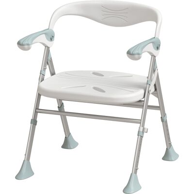 HOMCOM Tabouret de Douche Pliable, Hauteur Réglable à 5 Niveaux, Pieds Antidérapants en TPR, Aluminium, 51,5x61,5x74,5cm, Blanc - Publicité HOMCOM Tabouret de Douche Pliable, Hauteur Réglable à 5 Niveaux, Pieds Antidérapants en TPR, Aluminium, 51,5x61,5x74,5cm, Blanc - Publicité