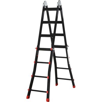 HOMCOM Échelle télescopique, marches antidérapantes, charge maximale de 150 kg, en aluminium, noir+rouge - Publicité HOMCOM Échelle télescopique, marches antidérapantes, charge maximale de 150 kg, en aluminium, noir+rouge - Publicité