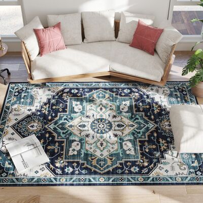 HOMCOM Tapis Boho Antidérapant et Lavable à Poil Court pour Salon et Chambre, 230x160 cm, Multicolore - Publicité HOMCOM Tapis Boho Antidérapant et Lavable à Poil Court pour Salon et Chambre, 230x160 cm, Multicolore - Publicité