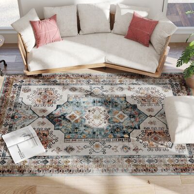 HOMCOM Tapis Vintage Antidérapant et Lavable à Poils Courts pour Salon et Chambre, 230x160 cm, Multicolore - Publicité HOMCOM Tapis Vintage Antidérapant et Lavable à Poils Courts pour Salon et Chambre, 230x160 cm, Multicolore - Publicité