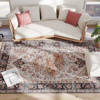 HOMCOM Tapis Bohémien Antidérapant et Lavable à Poils Courts pour Salon et Chambre, 230x160 cm, Marron - Publicité HOMCOM Tapis Bohémien Antidérapant et Lavable à Poils Courts pour Salon et Chambre, 230x160 cm, Marron - Publicité