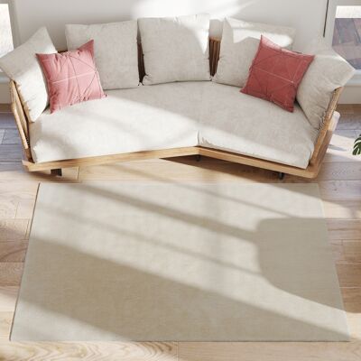 HOMCOM Tapis Salon 120x160 cm Lavable en Machine Poils Longs Style Moderne Tapis pour Salon Chambre Crème - Publicité HOMCOM Tapis Salon 120x160 cm Lavable en Machine Poils Longs Style Moderne Tapis pour Salon Chambre Crème - Publicité