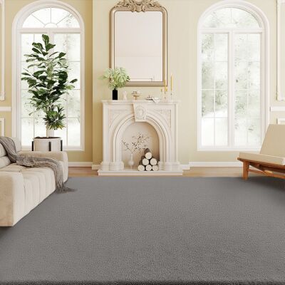 HOMCOM Tapis salon 200 x 140 cm tapis à poils longs, lavable en machine, antidérapant, en fausse fourrure, gris clair - Publicité HOMCOM Tapis salon 200 x 140 cm tapis à poils longs, lavable en machine, antidérapant, en fausse fourrure, gris clair - Publicité