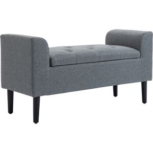 HOMCOM Banc de rangement, banc rembourré, résistant jusqu'à 130 kg, aspect lin, bois de caoutchouc, 116 x 44 x 58 cm, Gris clair - Publicité HOMCOM Banc de rangement, banc rembourré, résistant jusqu'à 130 kg, aspect lin, bois de caoutchouc, 116 x 44 x 58 cm, Gris clair - Publicité