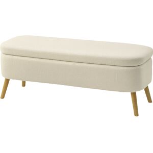 HOMCOM Banc de rangement, bout de lit avec couvercle, pieds en bois, capacité 65 L, jusqu'à 220 kg, 120x40x48cm, beige - Publicité HOMCOM Banc de rangement, bout de lit avec couvercle, pieds en bois, capacité 65 L, jusqu'à 220 kg, 120x40x48cm, beige - Publicité
