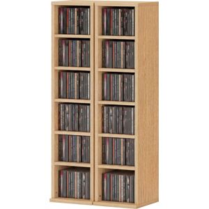HOMCOM Lot de 2 étagères colonnes armoire de rangement CD-DVD 12 compartiments 21 x 22,5 x 88,5 cm capacité 204 CD bois naturel - Publicité HOMCOM Lot de 2 étagères colonnes armoire de rangement CD-DVD 12 compartiments 21 x 22,5 x 88,5 cm capacité 204 CD bois naturel - Publicité