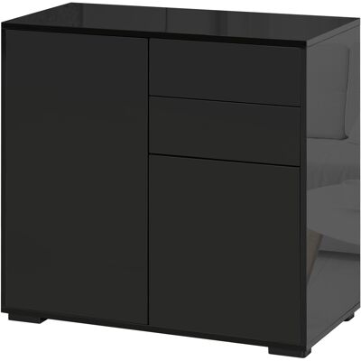Buffet HOMCOM avec 2 tiroirs et 2 portes - Noir - Armoire de rangement - Publicité Buffet HOMCOM avec 2 tiroirs et 2 portes - Noir - Armoire de rangement - Publicité