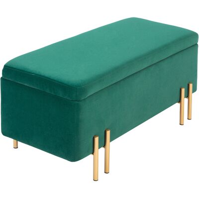 HOMCOM Banquette, Banquette rembourrée avec espace de rangement, Métal, Bois de caoutchouc, Mousse, 100 x 40 x 42 cm, Vert - Publicité HOMCOM Banquette, Banquette rembourrée avec espace de rangement, Métal, Bois de caoutchouc, Mousse, 100 x 40 x 42 cm, Vert - Publicité