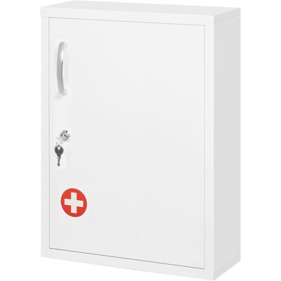 kleankin Armoire à pharmacie, 3 compartiments, verrouillable, avec compartiment pour ordonnances, boîtier robuste en acier, blanc, 40 x 15 x 53,5 cm - Publicité kleankin Armoire à pharmacie, 3 compartiments, verrouillable, avec compartiment pour ordonnances, boîtier robuste en acier, blanc, 40 x 15 x 53,5 cm - Publicité