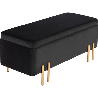 HOMCOM Banquette, Banquette rembourrée avec rangement, Métal, Bois de caoutchouc, Mousse, 100 x 40 x 42 cm, Noir - Publicité HOMCOM Banquette, Banquette rembourrée avec rangement, Métal, Bois de caoutchouc, Mousse, 100 x 40 x 42 cm, Noir - Publicité