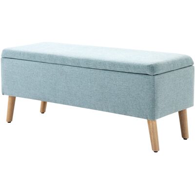 HOMCOM Banc rembourré avec espace de rangement, banc-lit avec revêtement en lin, bois de caoutchouc, vert clair 110x39x45cm - Publicité HOMCOM Banc rembourré avec espace de rangement, banc-lit avec revêtement en lin, bois de caoutchouc, vert clair 110x39x45cm - Publicité
