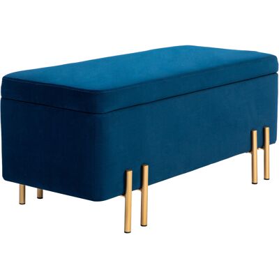 HOMCOM Banc de lit, Banc rembourré avec espace de rangement, Métal, Bois de caoutchouc, Mousse, 100 x 40 x 42 cm, Bleu foncé - Publicité HOMCOM Banc de lit, Banc rembourré avec espace de rangement, Métal, Bois de caoutchouc, Mousse, 100 x 40 x 42 cm, Bleu foncé - Publicité