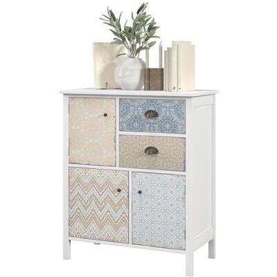 HOMCOM Armoire de rangement blanche - Shabby Chic, 2 tiroirs, 3 compartiments - Armoire de rangement - Publicité HOMCOM Armoire de rangement blanche - Shabby Chic, 2 tiroirs, 3 compartiments - Armoire de rangement - Publicité