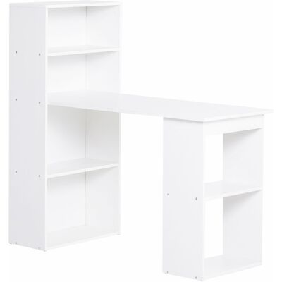 HOMCOM Bureau Bureau d'ordinateur, 2 Étagères, 5 Étagères, 120 cm x 55 cm x 120 cm, Blanc - Publicité HOMCOM Bureau Bureau d'ordinateur, 2 Étagères, 5 Étagères, 120 cm x 55 cm x 120 cm, Blanc - Publicité
