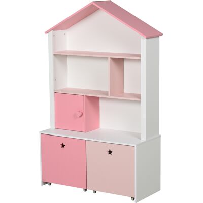 HOMCOM Bibliothèque étagère Design Maison 4 niches Placard Grand tiroir Double Compartiment MDF Blanc Rose - Publicité HOMCOM Bibliothèque étagère Design Maison 4 niches Placard Grand tiroir Double Compartiment MDF Blanc Rose - Publicité