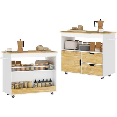 HOMCOM Chariot de Cuisine, Îlot de Cuisine Roulant, Chariot de Cuisine avec Compartiments, Armoire et Plan de Travail, Blanc - Publicité HOMCOM Chariot de Cuisine, Îlot de Cuisine Roulant, Chariot de Cuisine avec Compartiments, Armoire et Plan de Travail, Blanc - Publicité