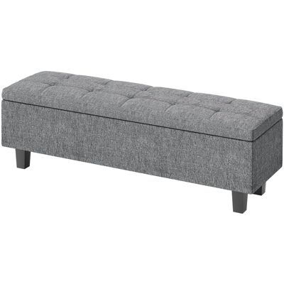 HOMCOM Banc de rangement rembourré en lin avec pieds en bois de caoutchouc pour salon, chambre à coucher, entrée, Gris foncé - Publicité HOMCOM Banc de rangement rembourré en lin avec pieds en bois de caoutchouc pour salon, chambre à coucher, entrée, Gris foncé - Publicité