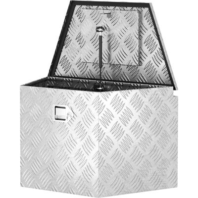 HOMCOM Boîte à outils pour remorque boîte de rangement en aluminium verrouillable en forme trapézoïdal 73,7 x 41 x 46 cm argent - Publicité HOMCOM Boîte à outils pour remorque boîte de rangement en aluminium verrouillable en forme trapézoïdal 73,7 x 41 x 46 cm argent - Publicité