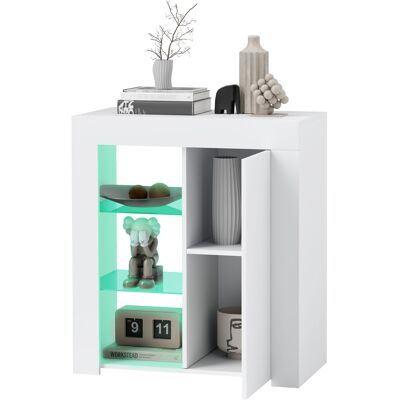 HOMCOM Buffet salon meuble de rangement avec éclairage LED RGB, étagères en verre réglables, dim. 75 x 40,1 x 83 cm, blanc - Publicité HOMCOM Buffet salon meuble de rangement avec éclairage LED RGB, étagères en verre réglables, dim. 75 x 40,1 x 83 cm, blanc - Publicité
