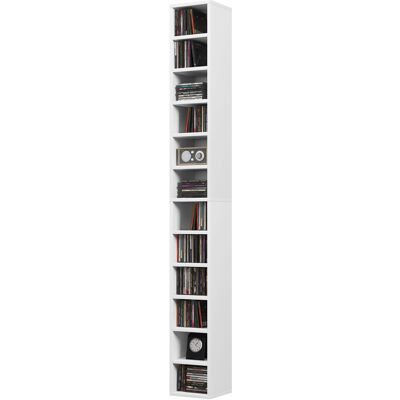HOMCOM Rangements pour CD et DVD avec 12 compartiments, capacité max. 204 CD, 21 x 20 x 175 cm, blanc - Publicité HOMCOM Rangements pour CD et DVD avec 12 compartiments, capacité max. 204 CD, 21 x 20 x 175 cm, blanc - Publicité