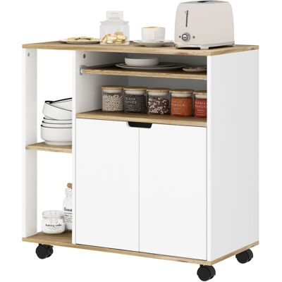 HOMCOM Chariot de Cuisine Roulant avec Espace de Rangement, Armoire, étagères réglables, pour Cuisine, Salon, Salle à Manger, Blanc - Publicité HOMCOM Chariot de Cuisine Roulant avec Espace de Rangement, Armoire, étagères réglables, pour Cuisine, Salon, Salle à Manger, Blanc - Publicité