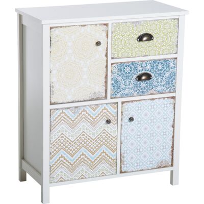 HOMCOM Meuble de Rangement Commode Buffet Style Néo-Rétro Graphique 3 Placards Porte + 2 Tiroirs MDF Bois Blanc - Publicité HOMCOM Meuble de Rangement Commode Buffet Style Néo-Rétro Graphique 3 Placards Porte + 2 Tiroirs MDF Bois Blanc - Publicité