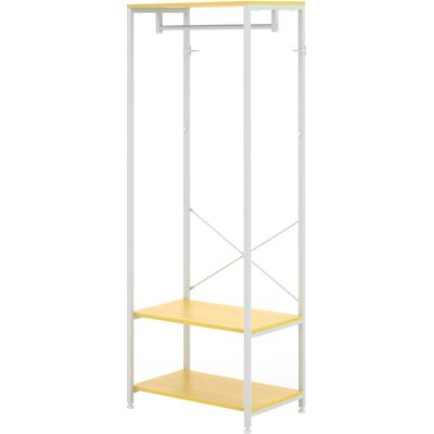 HOMCOM Porte-Manteaux avec tringle et 2 étagère à chaussures 60L x 40l x 167,5H cm Aspect bois naturel métal Blanc - Publicité HOMCOM Porte-Manteaux avec tringle et 2 étagère à chaussures 60L x 40l x 167,5H cm Aspect bois naturel métal Blanc - Publicité