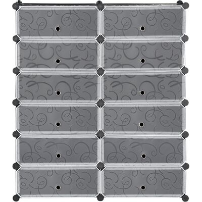Homcom Armoire Modulable 12 Cubes 24 Paires Chaussures Design Noir et Blanc Aosom France - Publicité Homcom Armoire Modulable 12 Cubes 24 Paires Chaussures Design Noir et Blanc Aosom France - Publicité