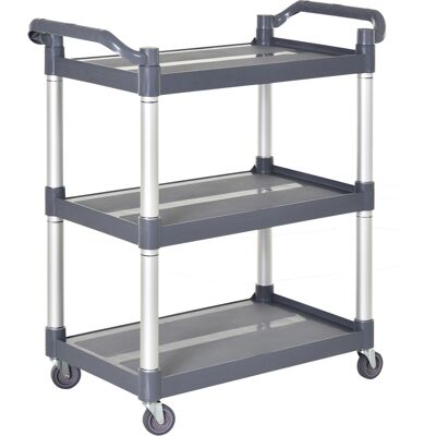 HOMCOM Chariot de Service Desserte de Cuisine à Roulettes 3 Étagères Dim. 88L x 44l x 93H cm Alu. Polypropylène Gris aosom france - Publicité HOMCOM Chariot de Service Desserte de Cuisine à Roulettes 3 Étagères Dim. 88L x 44l x 93H cm Alu. Polypropylène Gris aosom france - Publicité