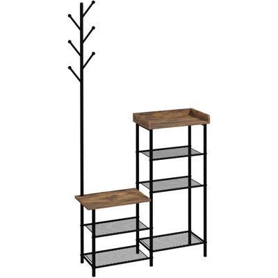 HOMCOM Meuble d'entrée 2 en 1 design industriel porte-manteaux et étagères à chaussures en acier 92,5 x 28,2 x 182 cm noir - Publicité HOMCOM Meuble d'entrée 2 en 1 design industriel porte-manteaux et étagères à chaussures en acier 92,5 x 28,2 x 182 cm noir - Publicité
