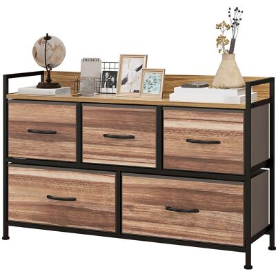 HOMCOM Meuble de Rangement 5 Tiroirs en Tissu - Commode - Publicité HOMCOM Meuble de Rangement 5 Tiroirs en Tissu - Commode - Publicité
