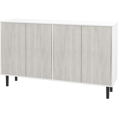 HOMCOM Buffet de cuisine meuble de rangement 2 placards avec étagères réglables, 121 x 37 x 75 cm, blanc et aspect bois gris - Publicité HOMCOM Buffet de cuisine meuble de rangement 2 placards avec étagères réglables, 121 x 37 x 75 cm, blanc et aspect bois gris - Publicité