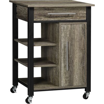 HOMCOM Chariot desserte de cuisine à roulettes design contemporain avec tiroir dim. 60 x 50 x 84,5 cm noir et imitation bois Aosom France - Publicité HOMCOM Chariot desserte de cuisine à roulettes design contemporain avec tiroir dim. 60 x 50 x 84,5 cm noir et imitation bois Aosom France - Publicité