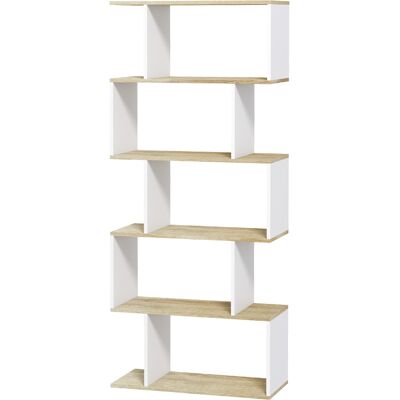 HOMCOM Bibliothèque Style Scandinave Blanc & Bois - Bibliothèque - Publicité HOMCOM Bibliothèque Style Scandinave Blanc & Bois - Bibliothèque - Publicité