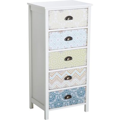 HOMCOM Chiffonnier Meuble de Rangement Style Néo-Rétro Graphique 5 Tiroirs MDF Bois 46 x 34 x 98 cm Blanc - Publicité HOMCOM Chiffonnier Meuble de Rangement Style Néo-Rétro Graphique 5 Tiroirs MDF Bois 46 x 34 x 98 cm Blanc - Publicité