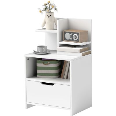 HOMCOM Table de chevet table de nuit avec tiroir, niche et étagères de rangement effet bois 45 x 35 x 73 cm blanc - Publicité HOMCOM Table de chevet table de nuit avec tiroir, niche et étagères de rangement effet bois 45 x 35 x 73 cm blanc - Publicité