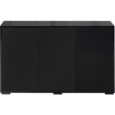 HOMCOM Buffet noir avec étagères réglables - Publicité HOMCOM Buffet noir avec étagères réglables - Publicité