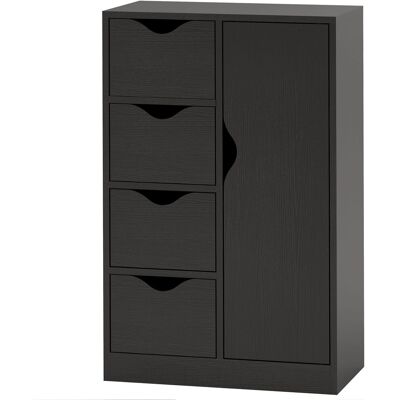 HOMCOM Buffet noir - Style scandinave avec 1 placard et 4 tiroirs - Publicité HOMCOM Buffet noir - Style scandinave avec 1 placard et 4 tiroirs - Publicité