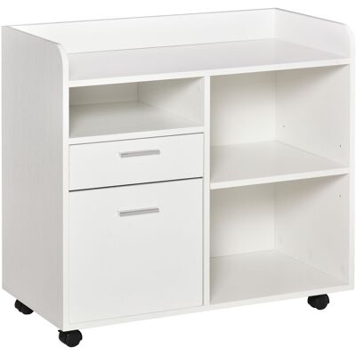 Support d'imprimante Vinsetto - Organisateur de bureau roulant - 80x40x72cm - Bois blanc - Publicité Support d'imprimante Vinsetto - Organisateur de bureau roulant - 80x40x72cm - Bois blanc - Publicité