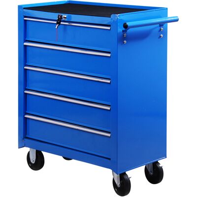HOMCOM Chariot à Outils Mobile 5 Tiroirs Bleu - Publicité HOMCOM Chariot à Outils Mobile 5 Tiroirs Bleu - Publicité