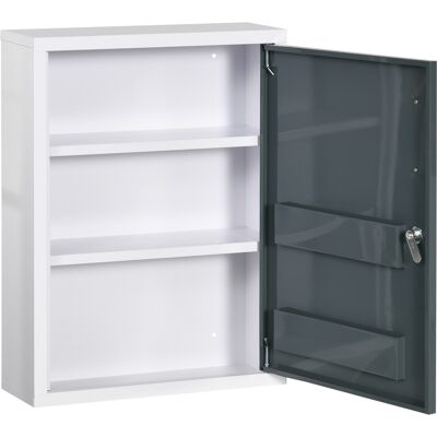 Armoire à pharmacie Kleankin - Verrouillage sécurisé, acier 3 niveaux, blanc et gris - Publicité Armoire à pharmacie Kleankin - Verrouillage sécurisé, acier 3 niveaux, blanc et gris - Publicité