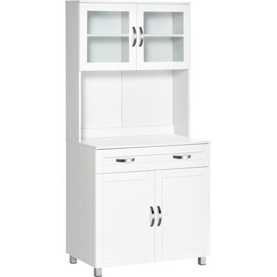 HOMCOM Armoire de cuisine vaisselier buffet haut de salle à manger multi-rangements 2 placards à double portes+tiroir+niche blanc - Publicité HOMCOM Armoire de cuisine vaisselier buffet haut de salle à manger multi-rangements 2 placards à double portes+tiroir+niche blanc - Publicité