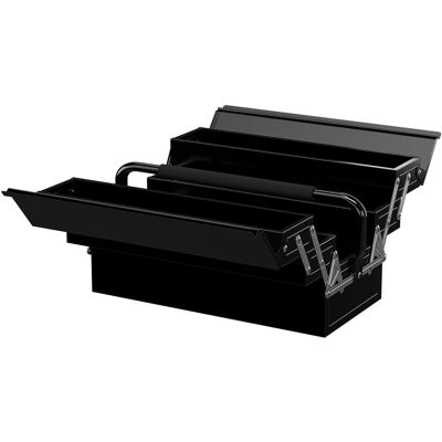 DURHAND Boite à outils métallique - coffret à outils - caisse à outils 3 niveaux 5 plateaux rétractables - tôle acier noir - Publicité DURHAND Boite à outils métallique - coffret à outils - caisse à outils 3 niveaux 5 plateaux rétractables - tôle acier noir - Publicité