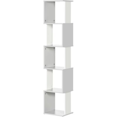 Bibliothèque HOMCOM 5 Niveaux Blanc Gris Bureau Maison - Publicité Bibliothèque HOMCOM 5 Niveaux Blanc Gris Bureau Maison - Publicité