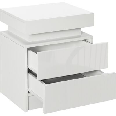 Table de chevet HOMCOM avec lumière LED RVB - Blanc Moderne - Publicité Table de chevet HOMCOM avec lumière LED RVB - Blanc Moderne - Publicité